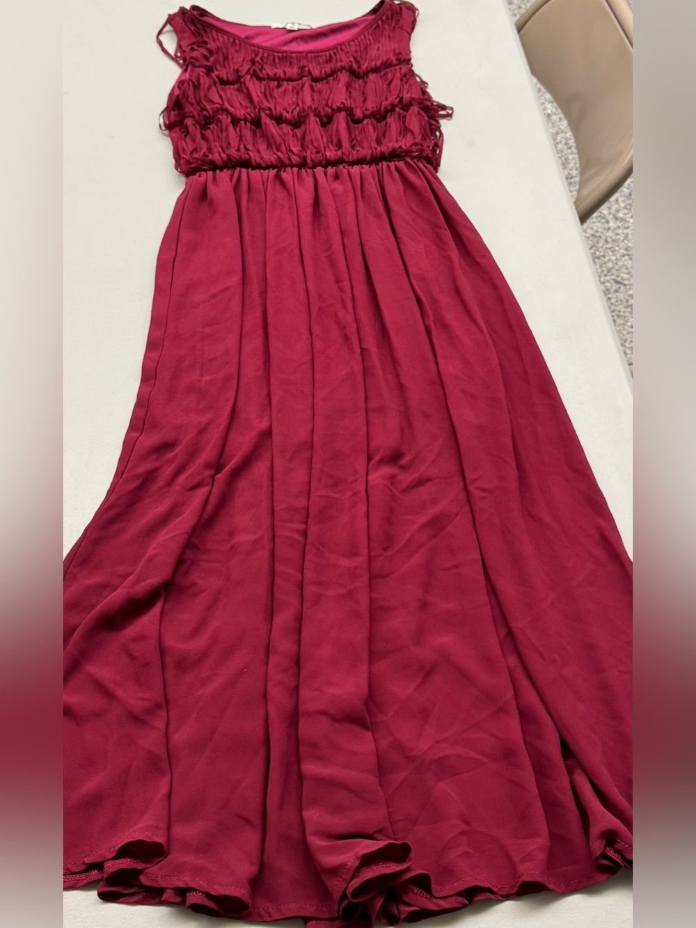 Ya Los Angeles Sleeveless Fringe Women’s Long Maxi Dress - Deep Wine